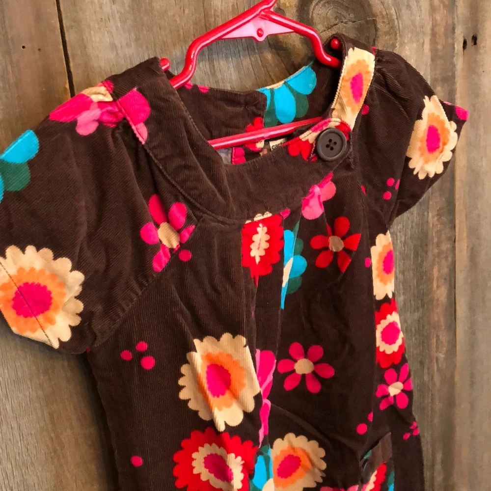 Carter’s Brown Floral Corduroy Dress Size 5 Girls